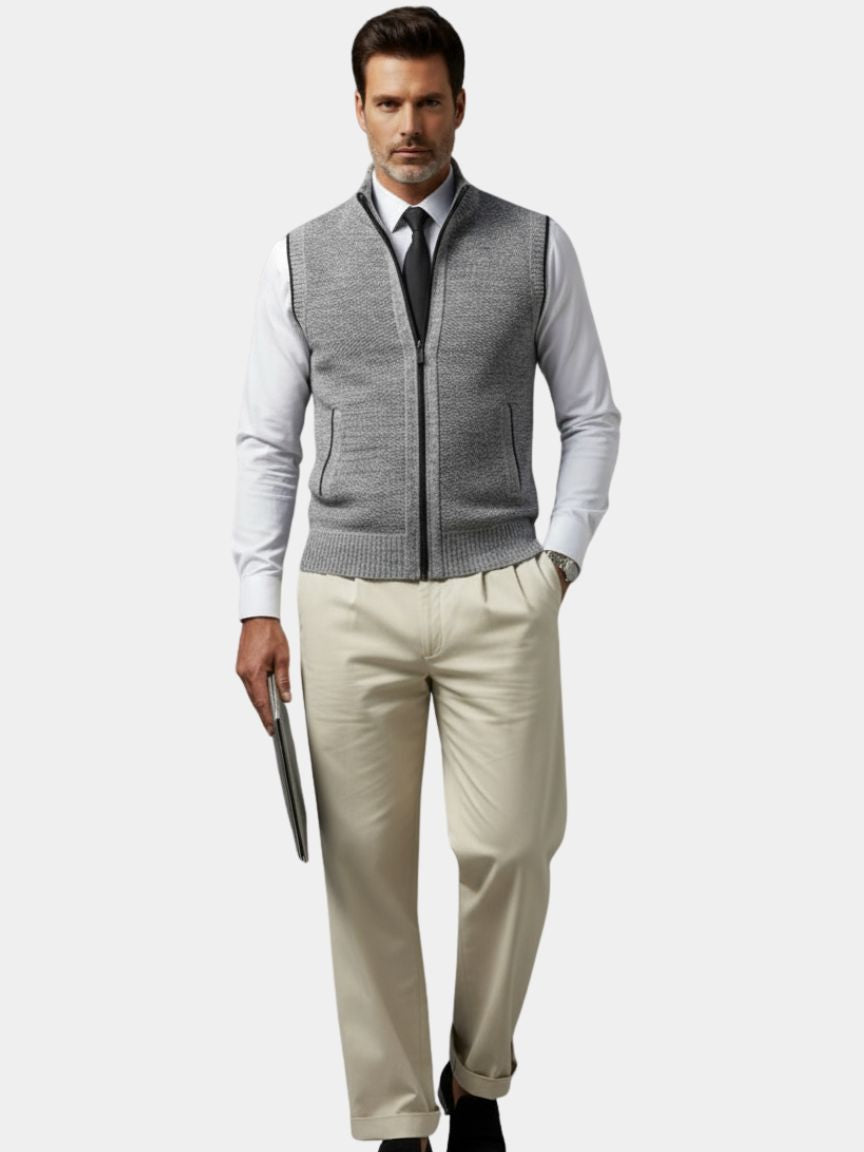 Elegant Full-Zip Sweater Vest — North Row | Side View
