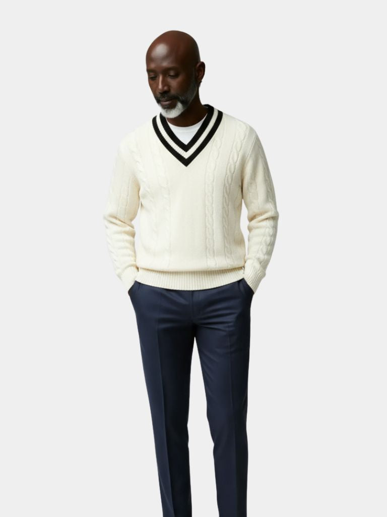 Minimalist V-Neck Sweater — North Row | Back View