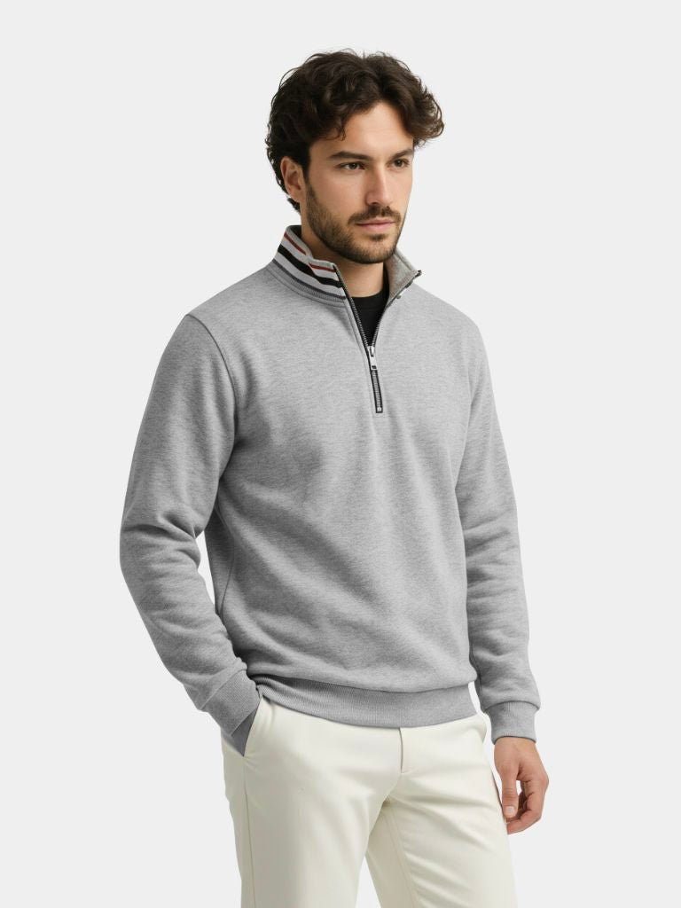 Regent Striped High Collar Pullover — North Row | Side View