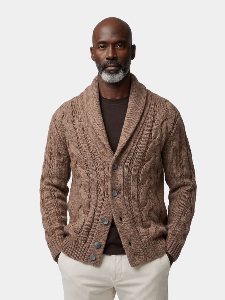 Men's Knitted Cardigan — North Row | Front View
