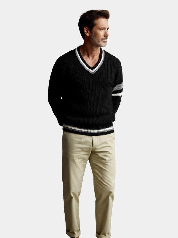 Classic V-Neck Sweater — North Row | Back View