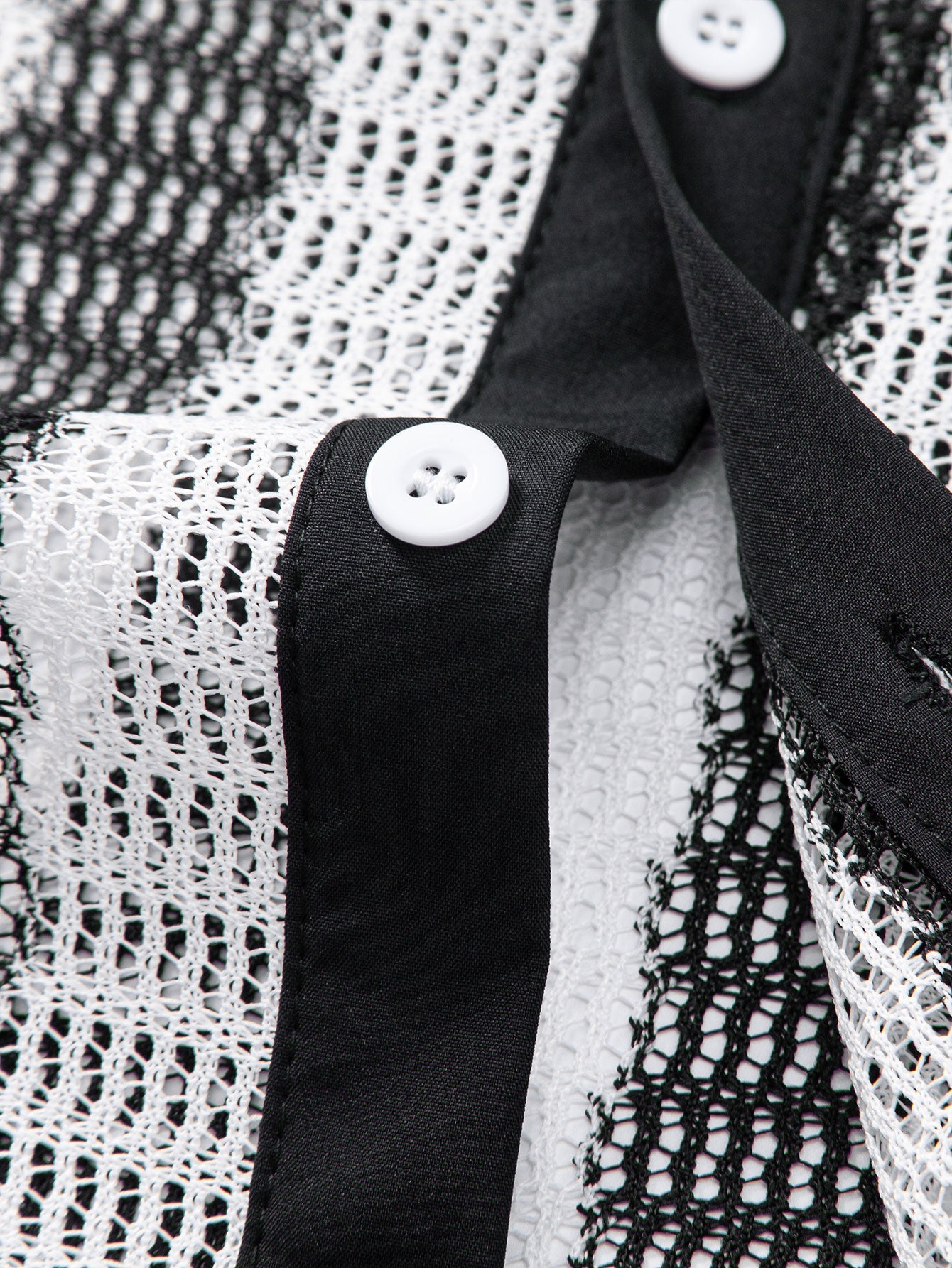 Hollow Out Stripe Textured Button Up Shirt — North Row | Detail View