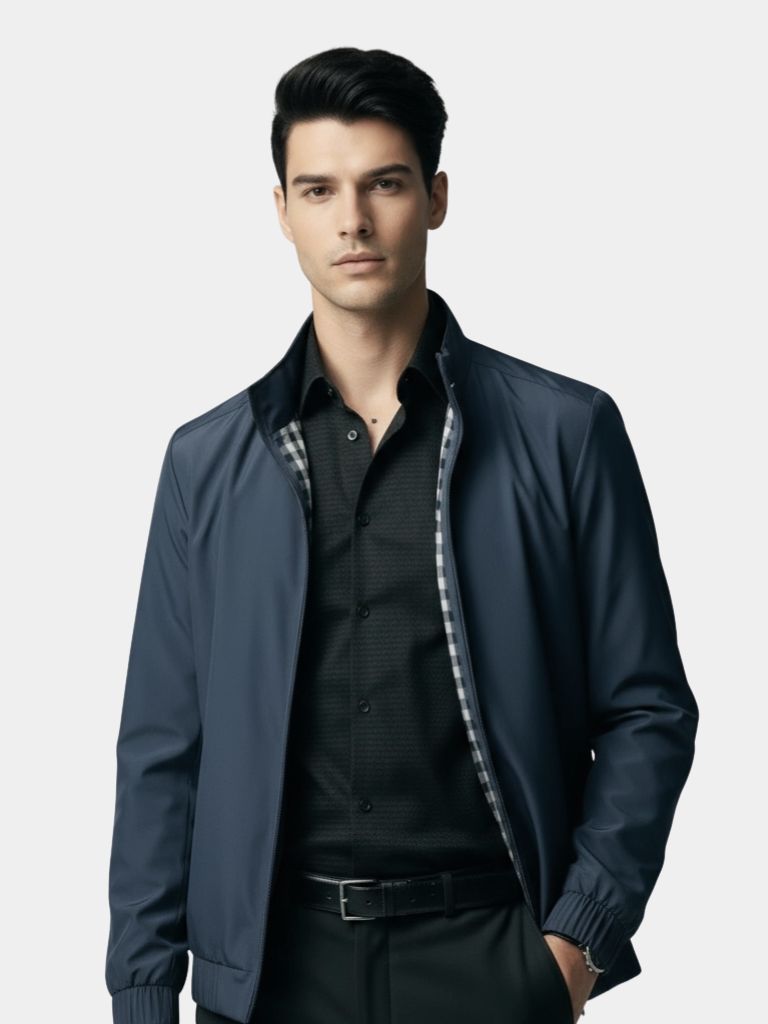 Casual Solid Bomber Jacket — North Row | Side View