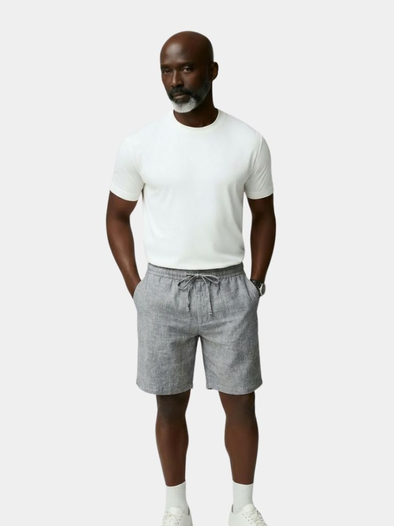 Gris Mariner Linen Shorts — North Row | Back View