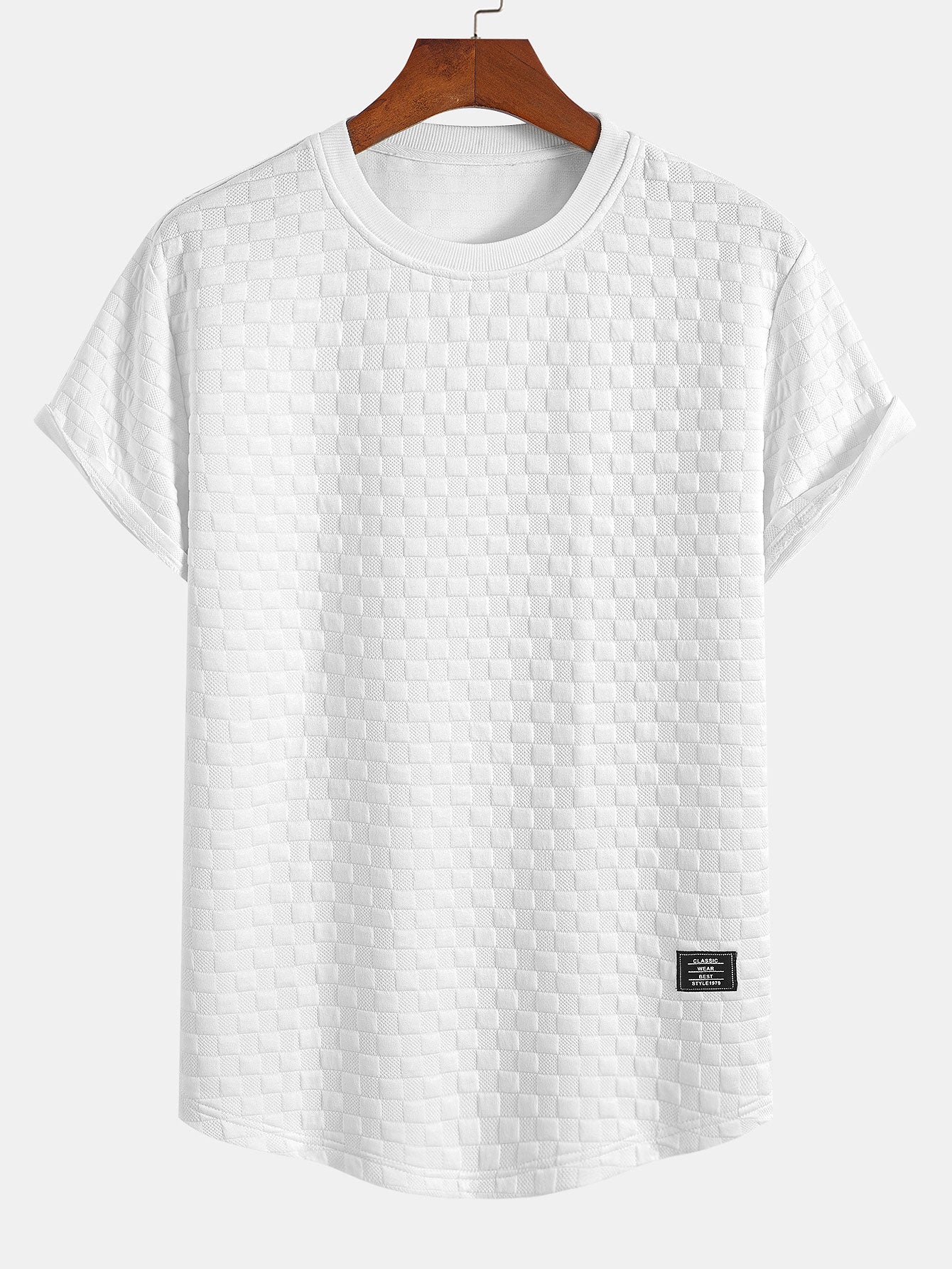 Checkerboard Jacquard  Arc Hem T-Shirt — North Row | Front View