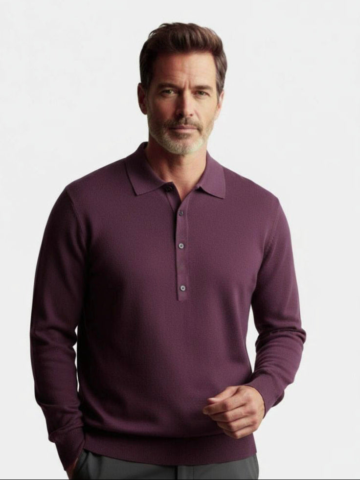 Old Money Knit Polo Pullover — North Row | Front View