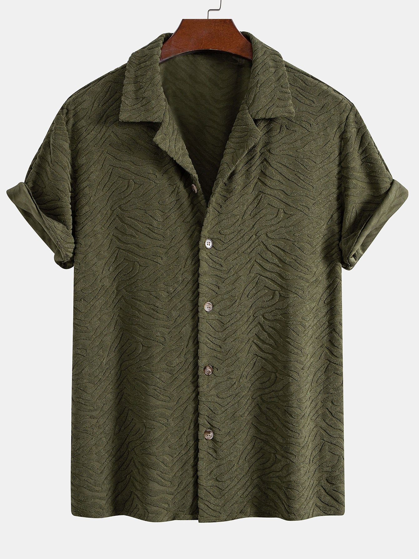Animal Texture Terry Cuban Shirt & Shorts — North Row | Detail View