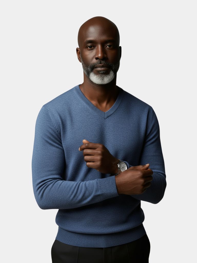 Cashmere V Neck Knitwear Sweater — North Row | Front View