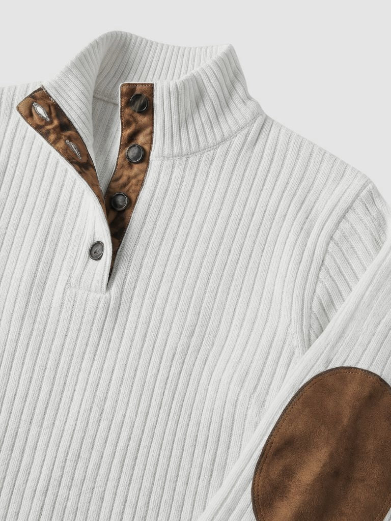 Refined High Collar Henley Sweater — North Row | Side View
