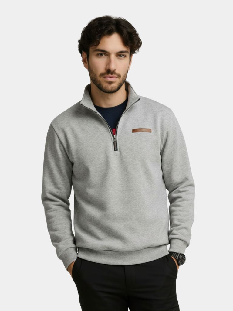 Slate Urban High Collar Pullover — North Row | Side View