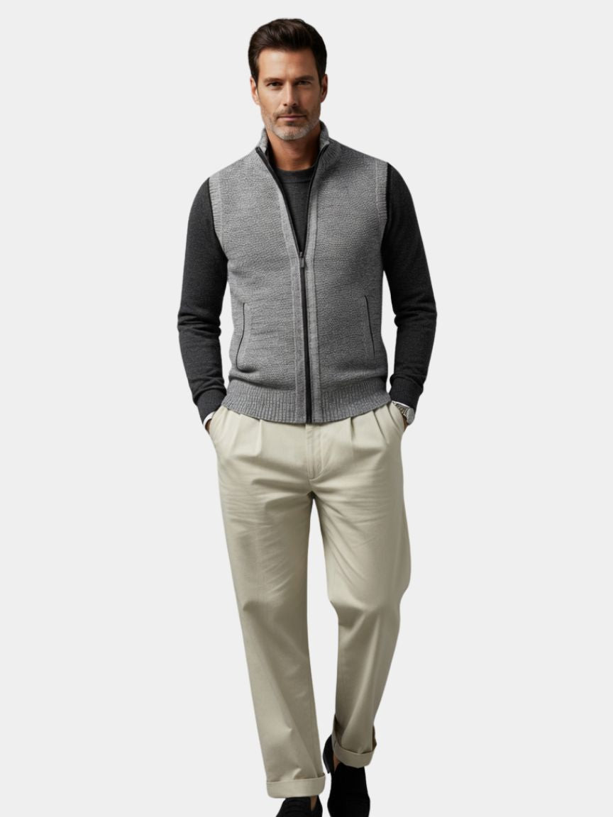 Elegant Full-Zip Sweater Vest — North Row | Detail View