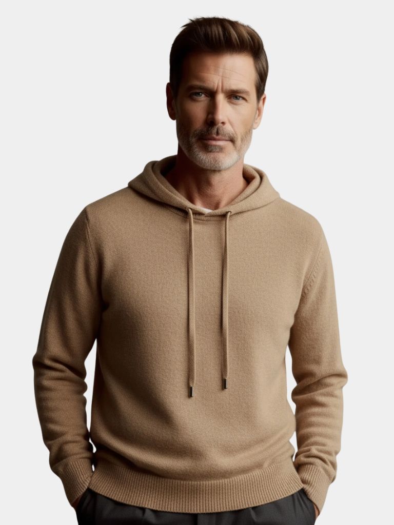 100% Cashmere Hooded Sweater — North Row | Front View
