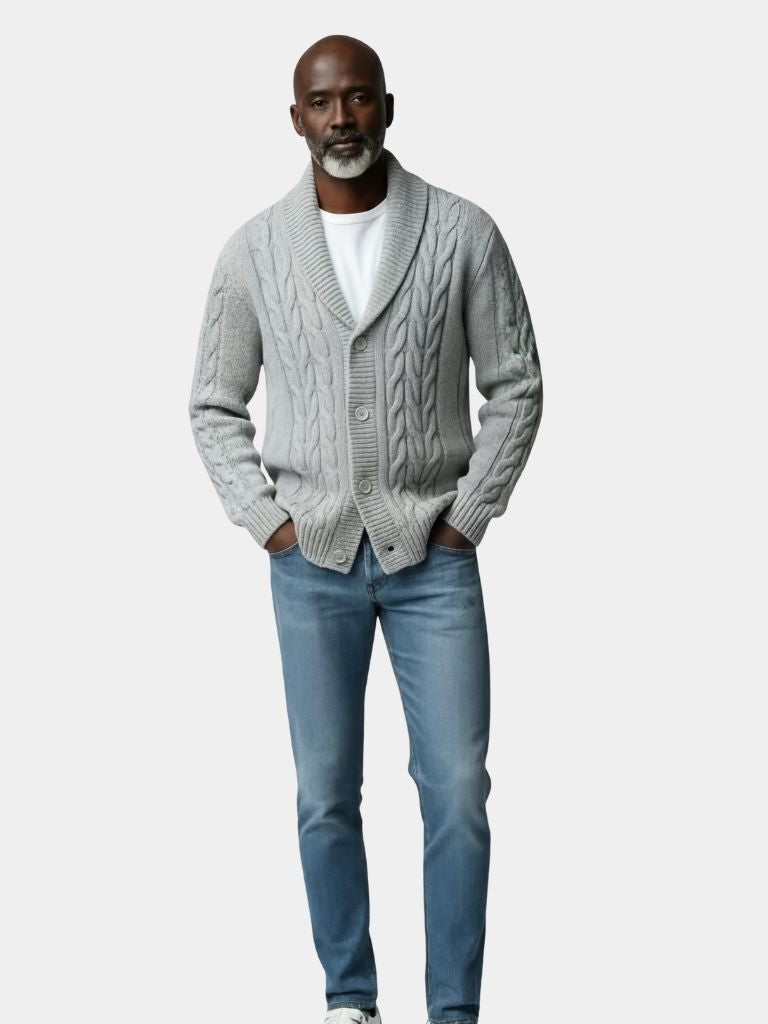 Men's Elegant Knit Cardigan — North Row | Back View
