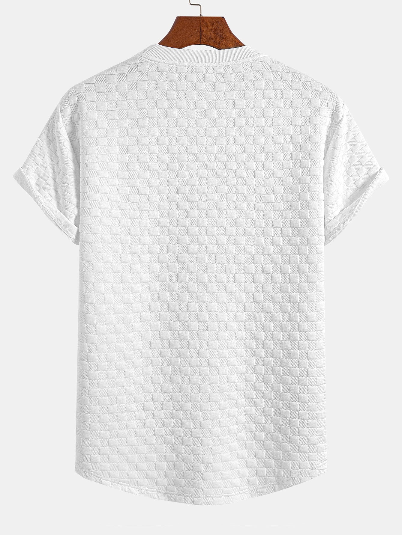 Checkerboard Jacquard  Arc Hem T-Shirt — North Row | Side View