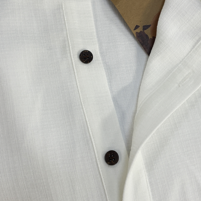 Men's Summer Basic Stand Collar Textured Short Sleeve Shirt MTA1316F2U — North Row | Texture Detail