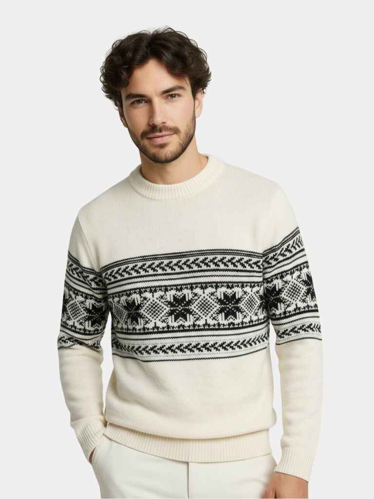 100% Wool Fair Isle Pullover Sweater Jumper — North Row | Front View