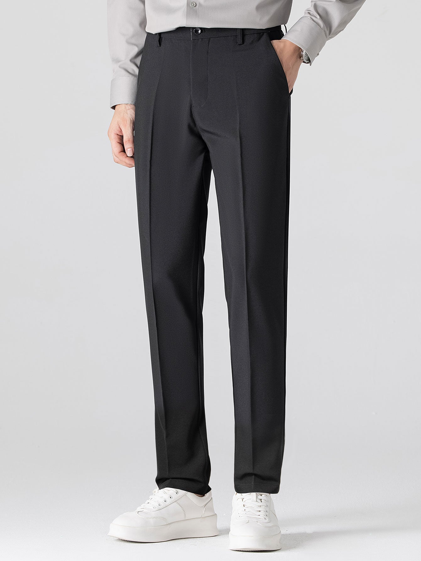 Slim Fit Tapered Trousers — North Row | Detail View