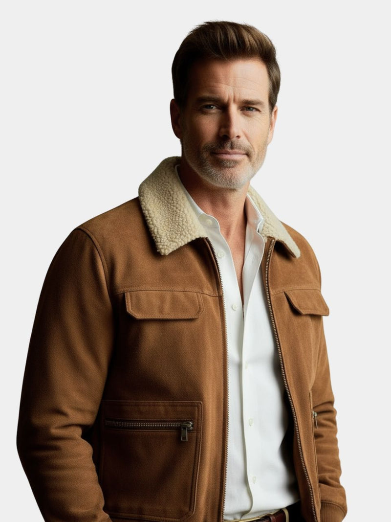 Essential Fleece Suede Jacket — North Row | Side View