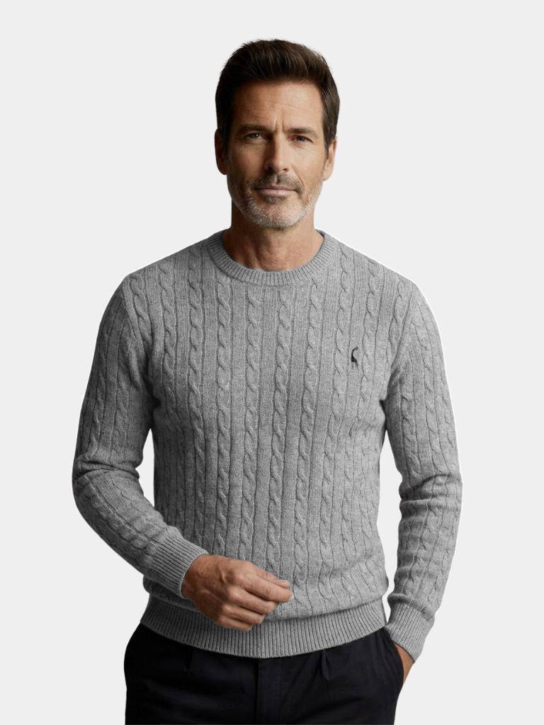 Cotton  Crew Neck Pullover Sweater — North Row | Front View