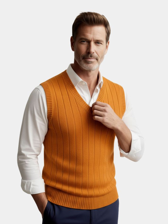 100% Merino Wool Pullover Sweater Vest — North Row | Front View