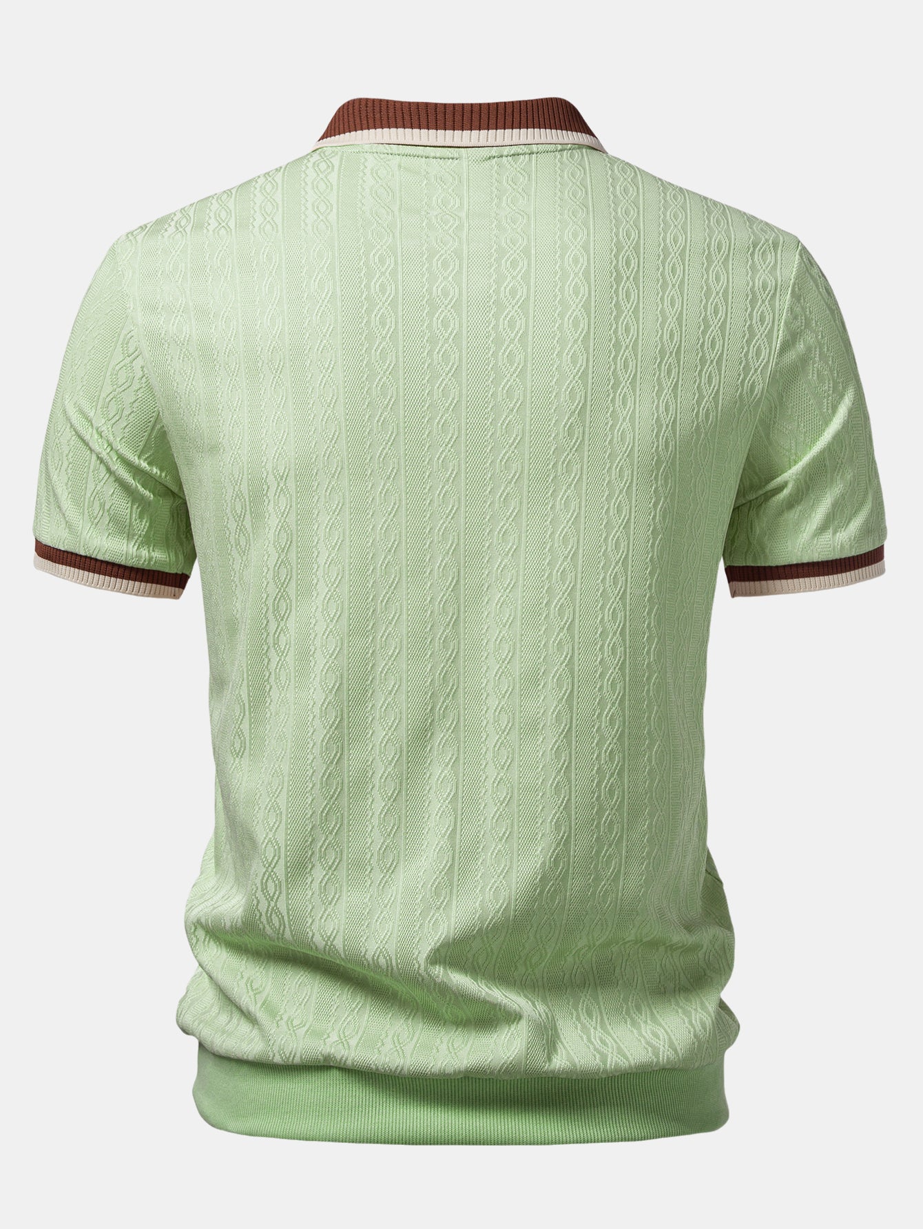 Contrast Trim Textured Zipper Knit Polo — North Row | Flat Lay