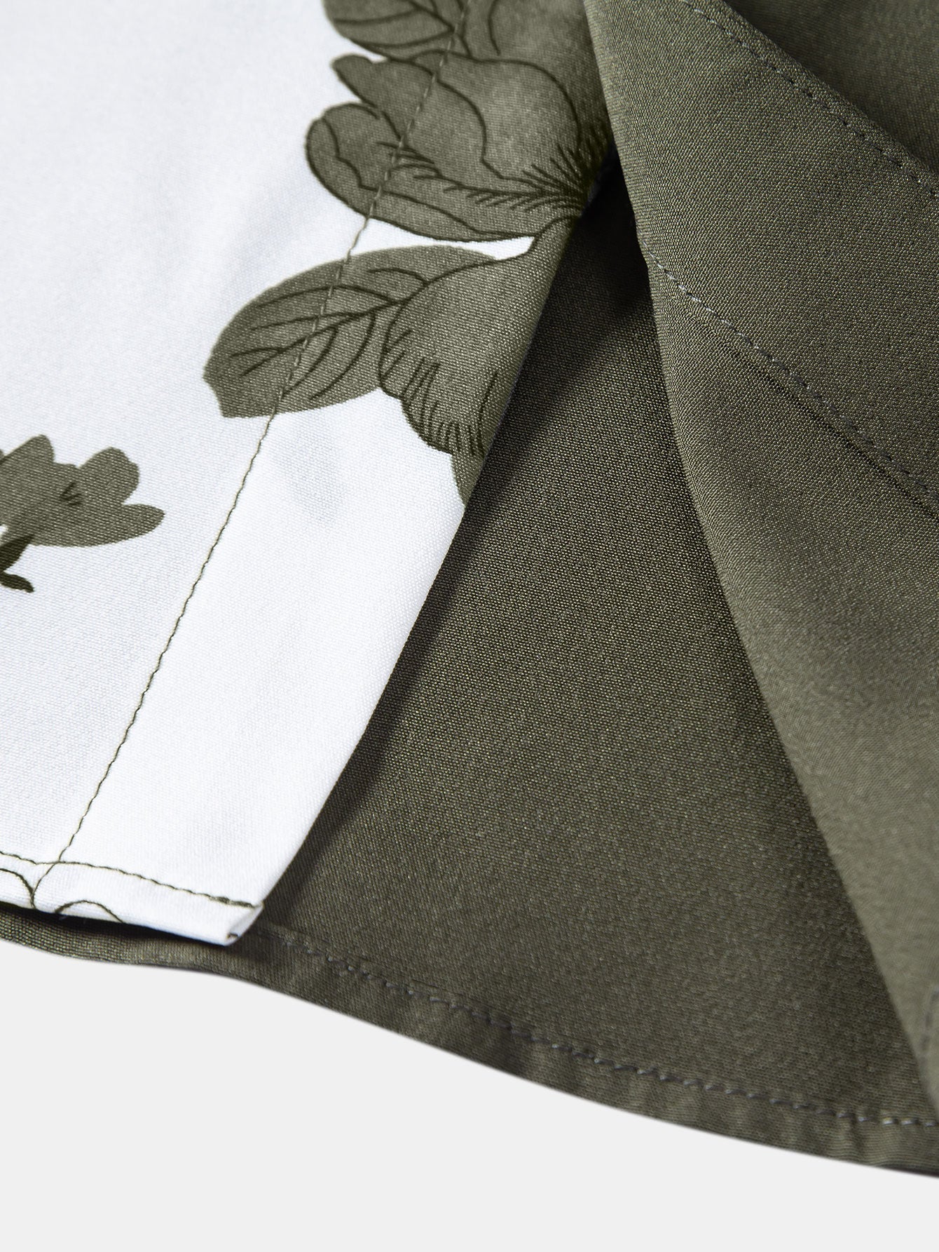 Floral Patchwork Print Button Up Shirt — North Row | Collar Detail