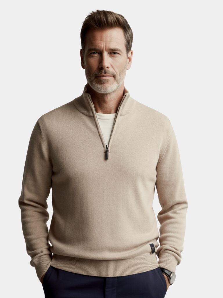 Half Zip Knitwear Solid Color Cardigan Sweater — North Row | Front View