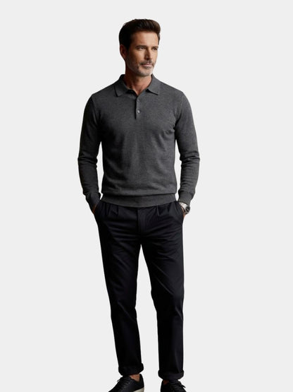Wool Knit Button Up Polo Pullover - North Row