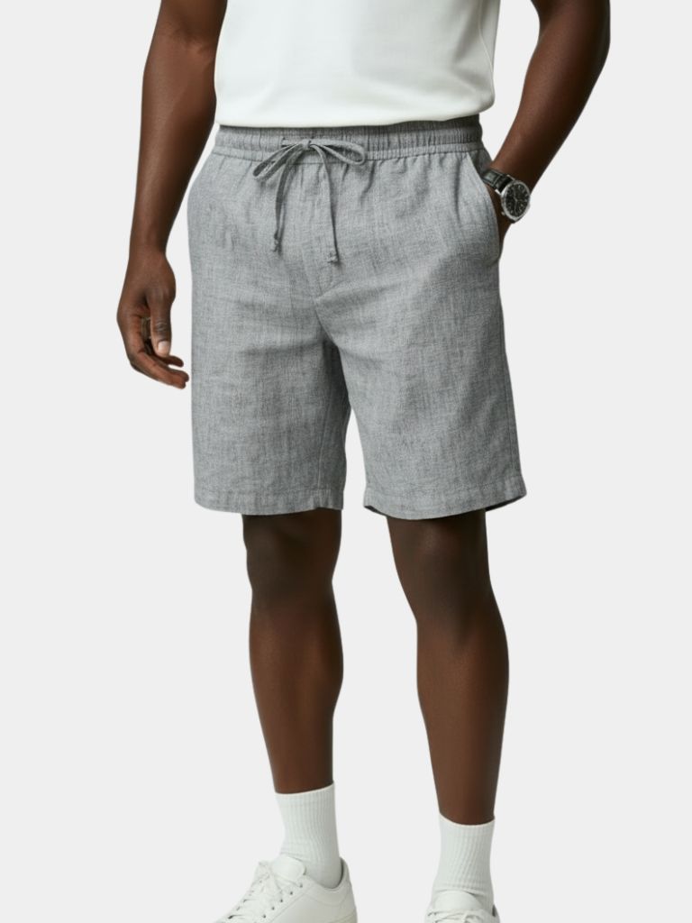 Gris Mariner Linen Shorts — North Row | Front View