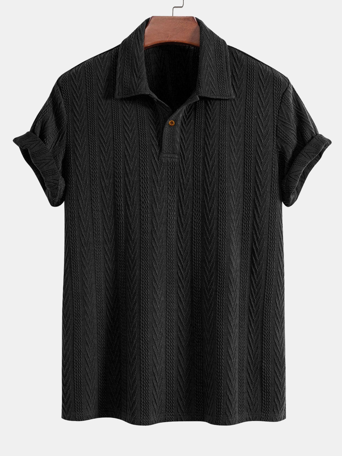 Short Sleeve Jacquard Polo — North Row | Back View