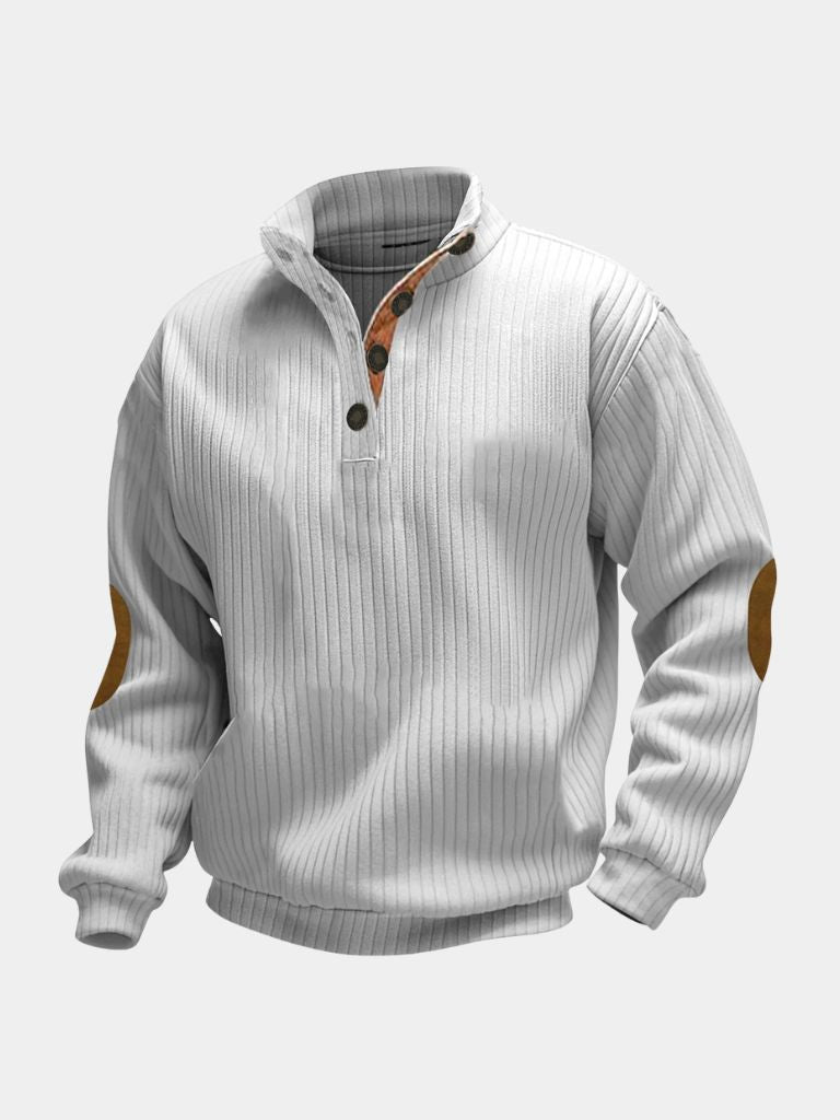 Refined High Collar Henley Sweater — North Row | Front View