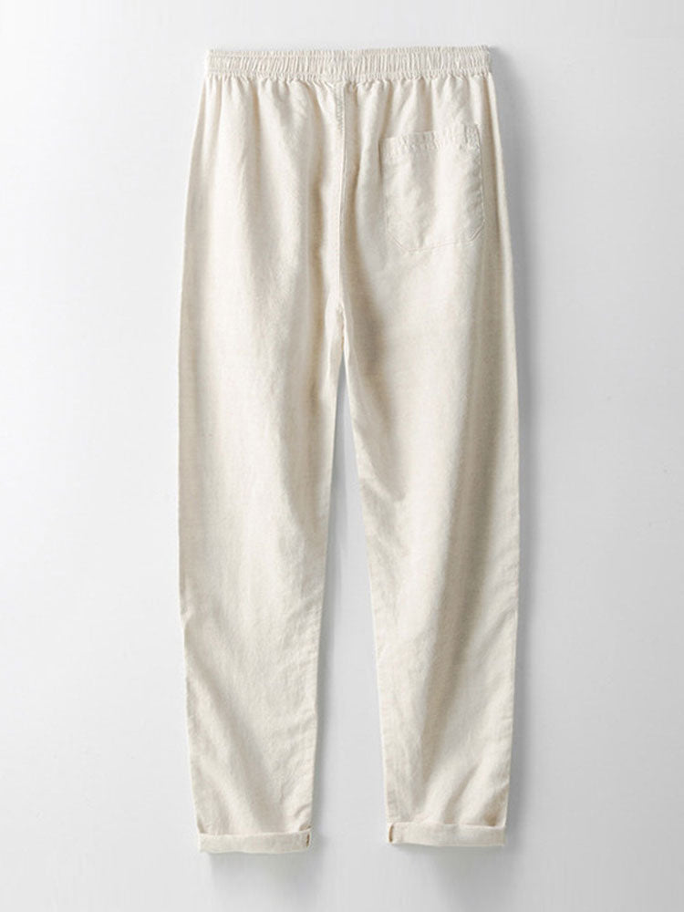 Linen Rayon Blend Button Up Shirt & Straight Leg Linen Pants — North Row | View 18