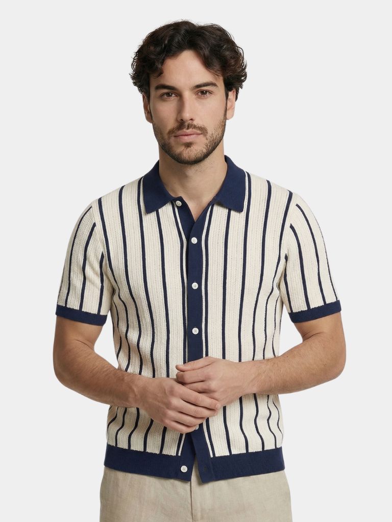 Atlantic Frame Knit Polo — North Row | Front View