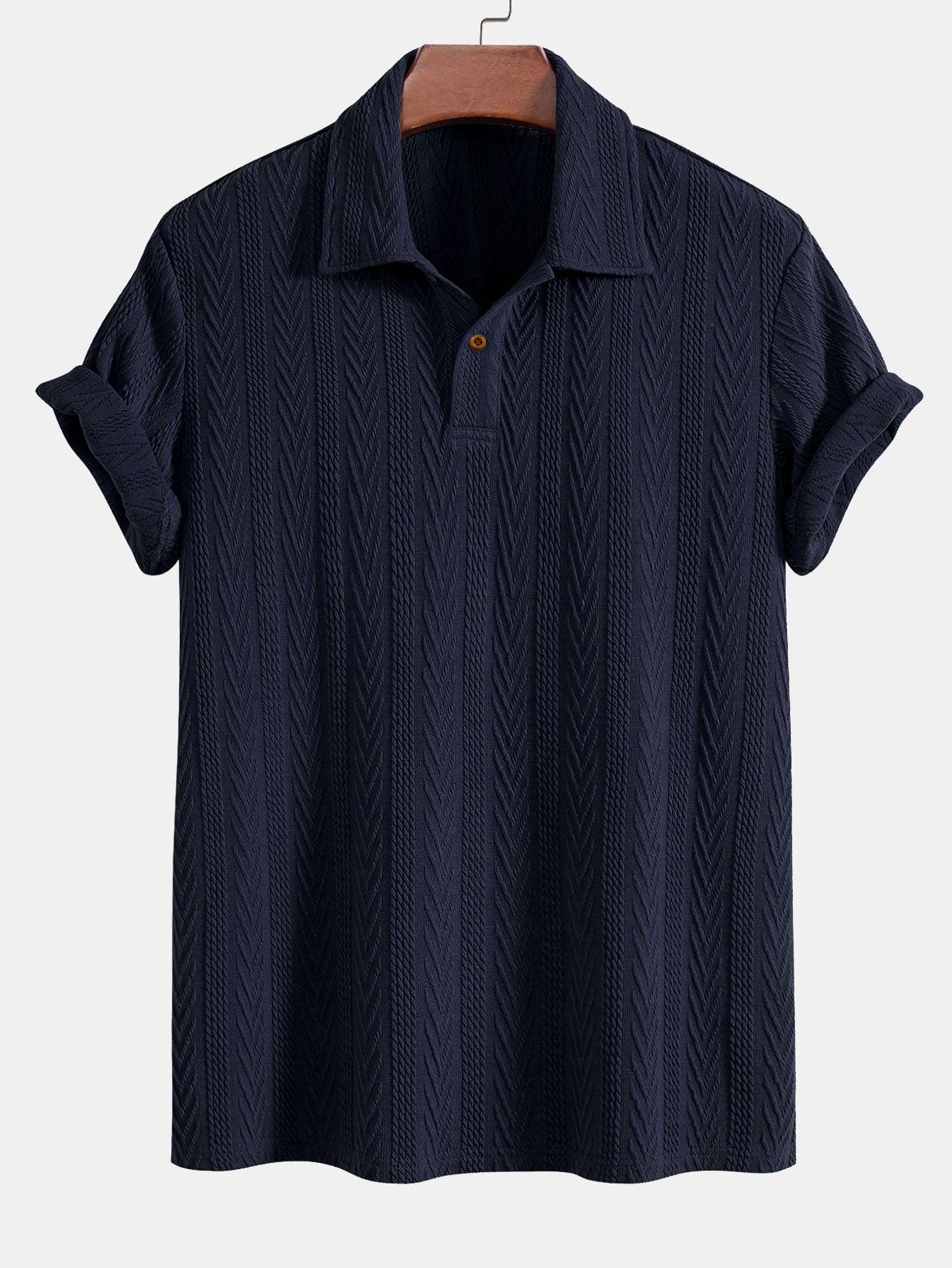Short Sleeve Jacquard Polo — North Row | Front View