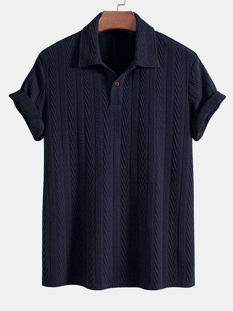 Short Sleeve Jacquard Polo — North Row | Front View