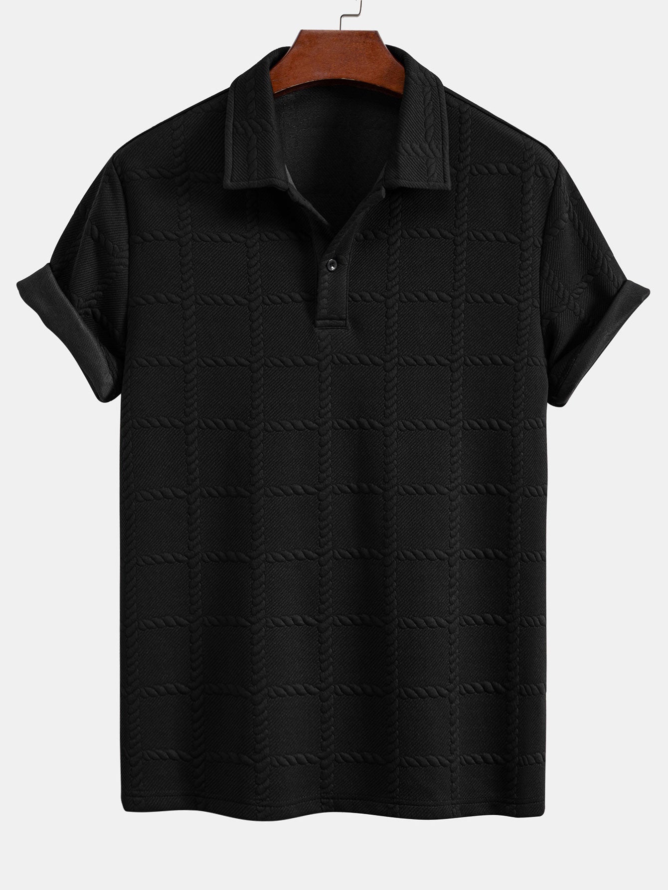 Checkered Jacquard  Polo Shirt — North Row | Back View