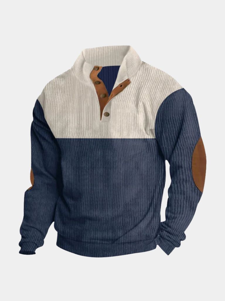 High Collar Corduroy Retro Pullover — North Row | Front View