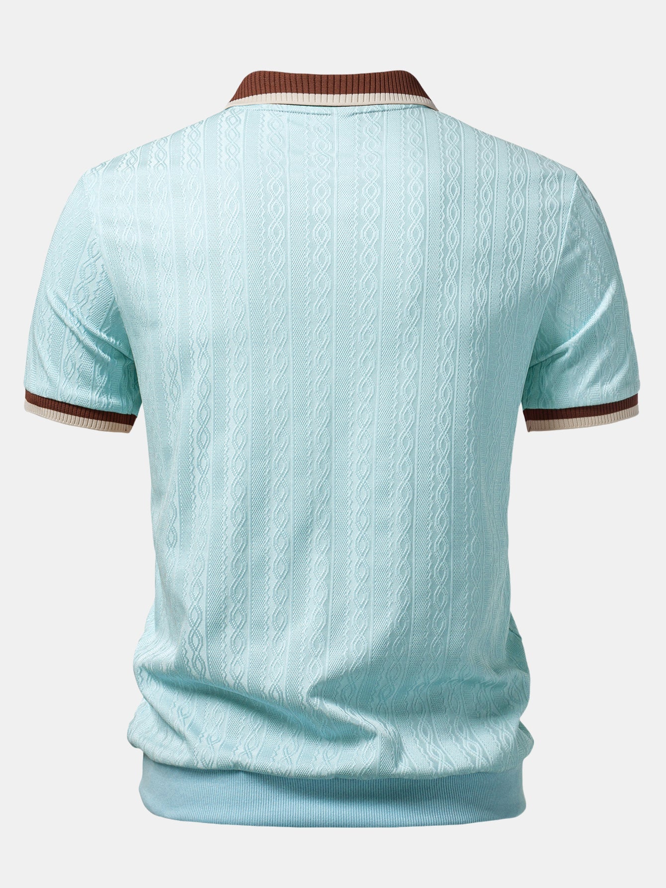 Contrast Trim Textured Zipper Knit Polo — North Row | Collar Detail
