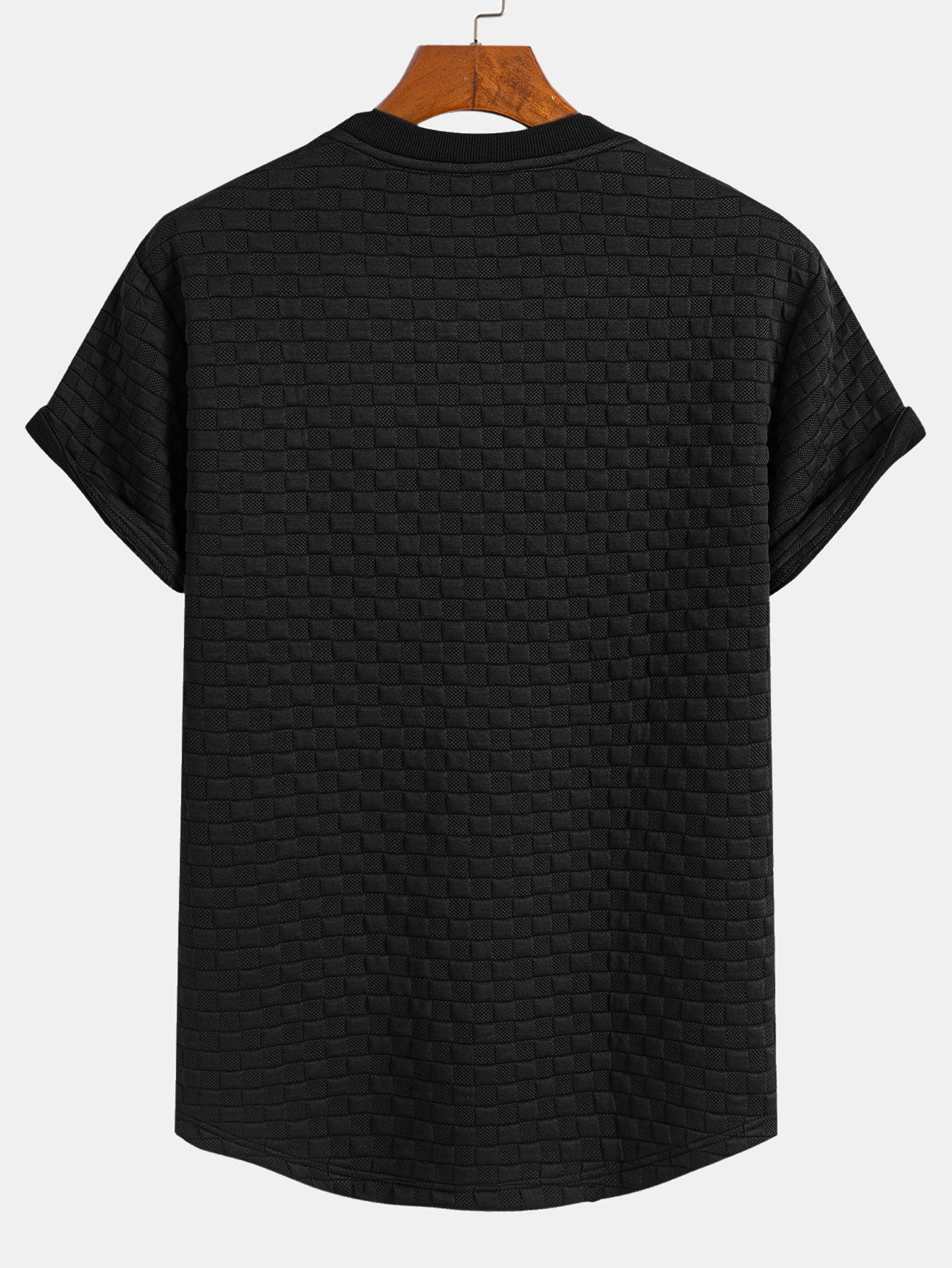 Checkerboard Jacquard  Arc Hem T-Shirt — North Row | Detail View
