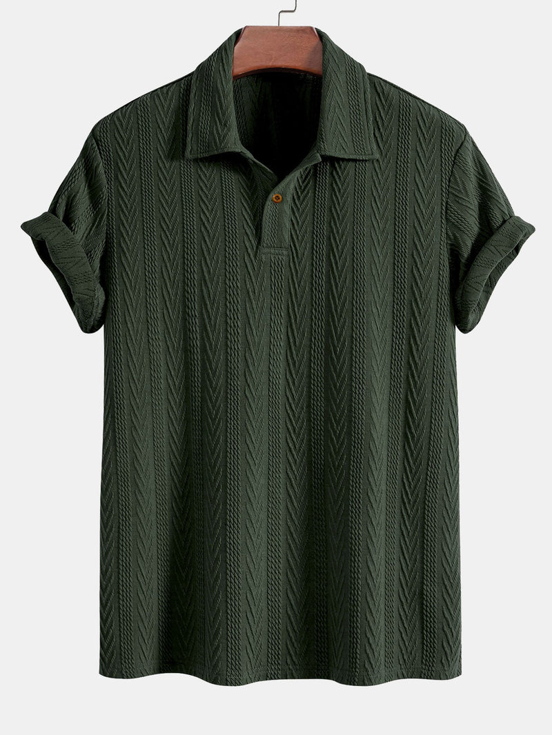 Short Sleeve Jacquard Polo — North Row | Side View