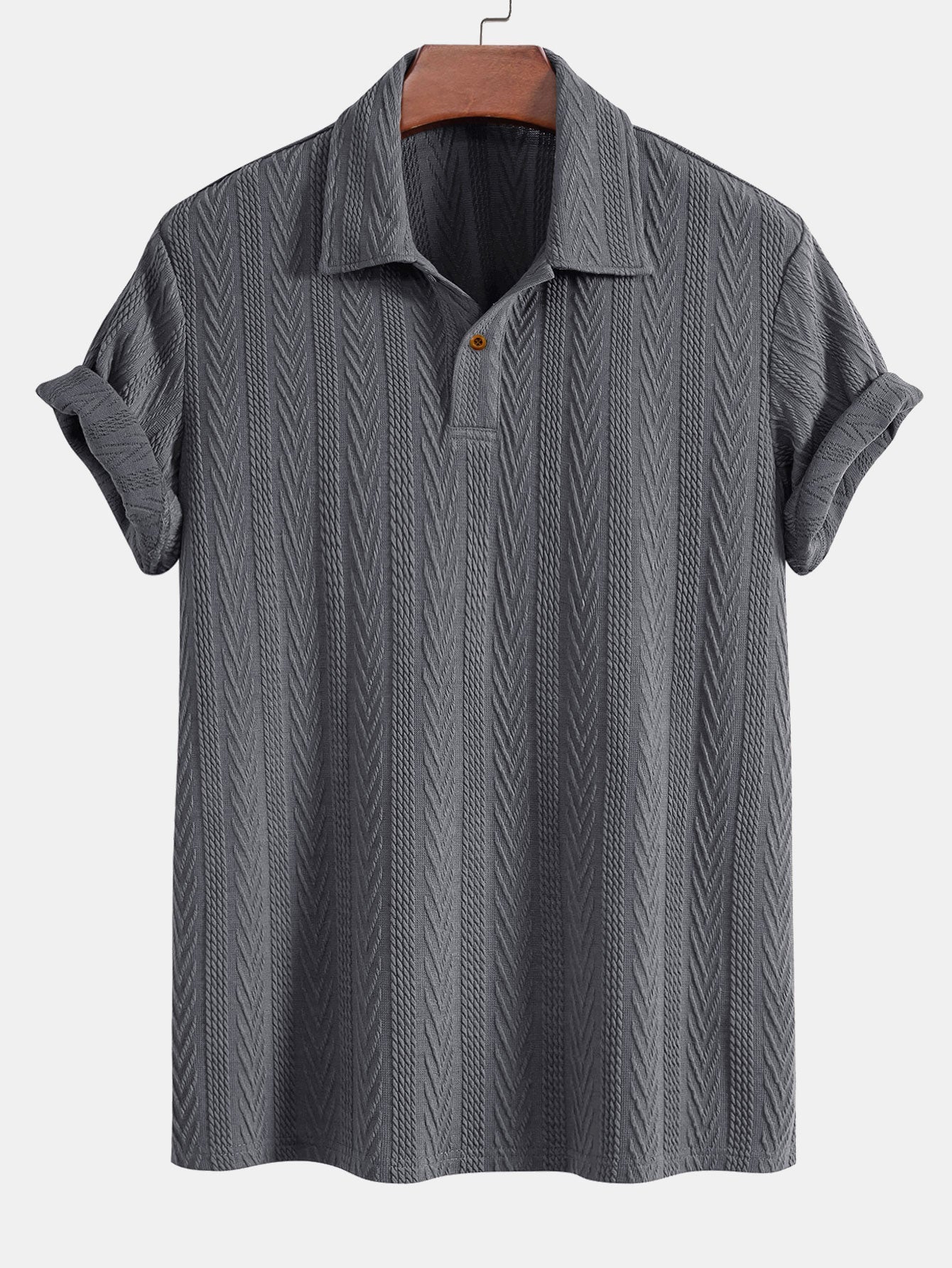Short Sleeve Jacquard Polo — North Row | Detail View