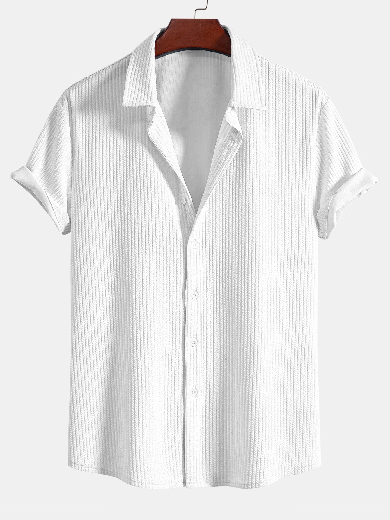 Muscle Fit Ribbed Button Up Shirt — North Row | Lifestyle