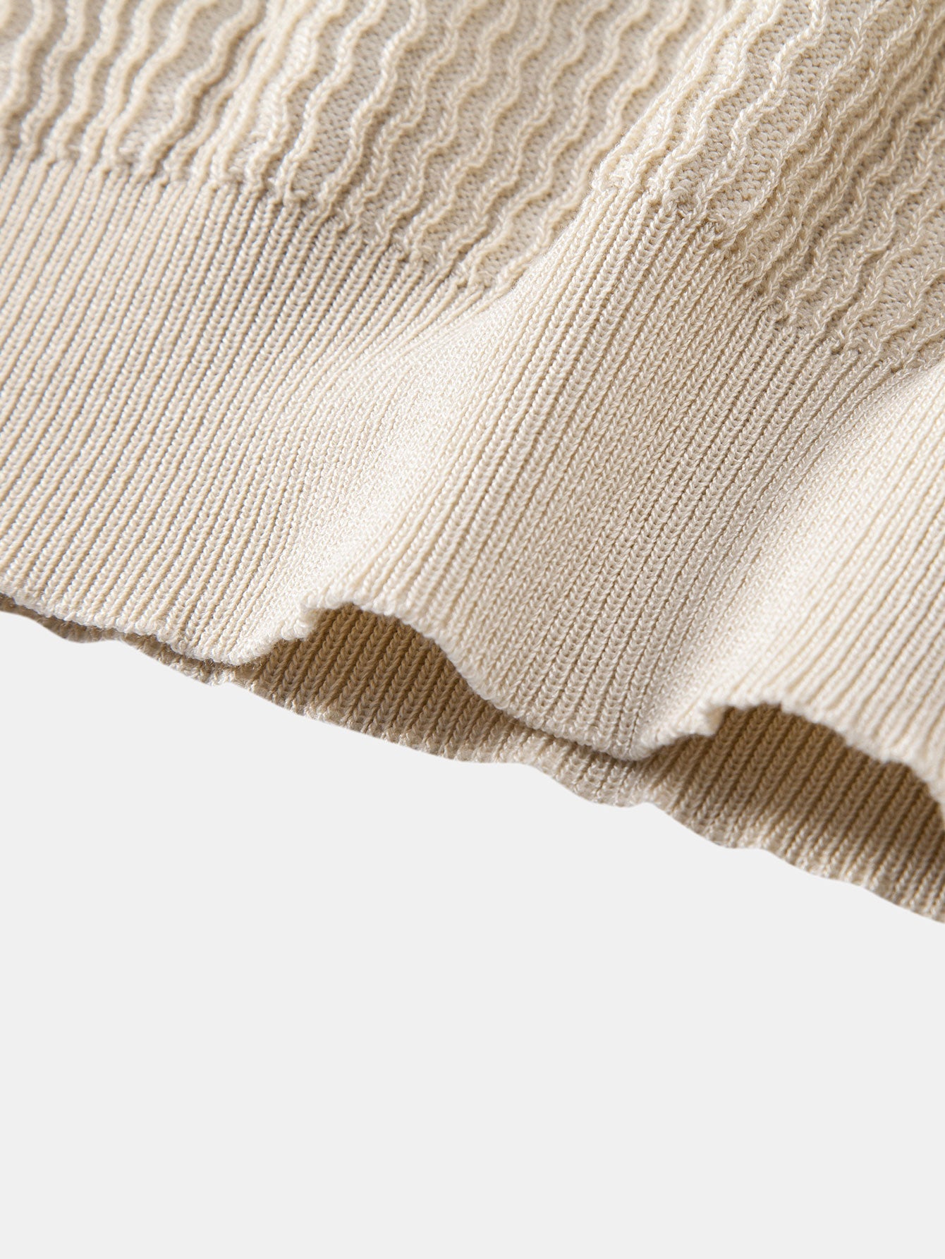 Wave Jacquard Knit V Neck Polo Shirt & Slim Fit Tapered Trousers — North Row | View 20