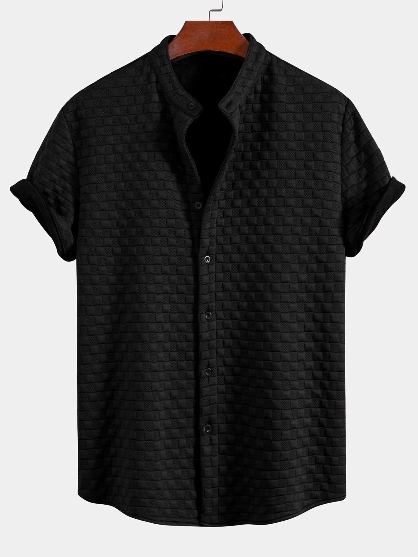 Checkerboard Stand Collar Shirt & Checkerboard Jacquard Shorts — North Row | Lifestyle