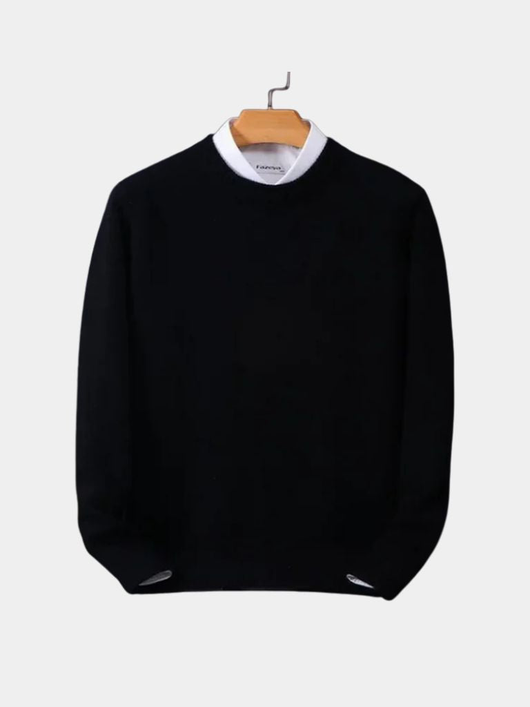 Linear Core Cotton Pullover — North Row | Collar Detail