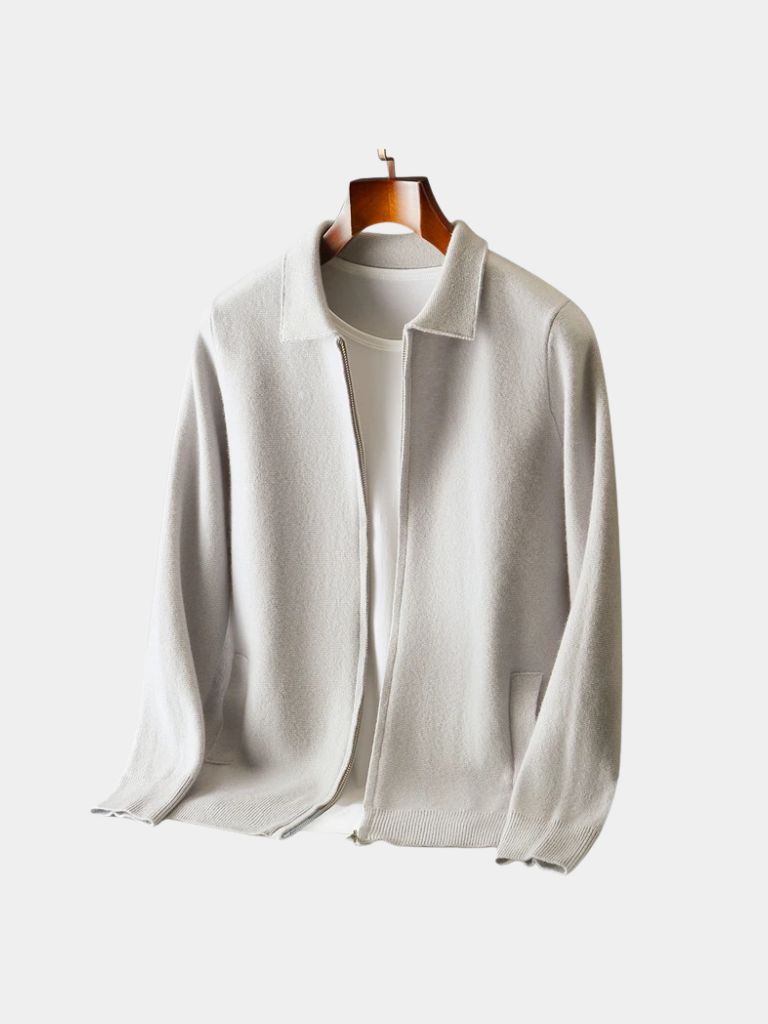 Cashmere Heritage Knit Jacket — North Row | Collar Detail