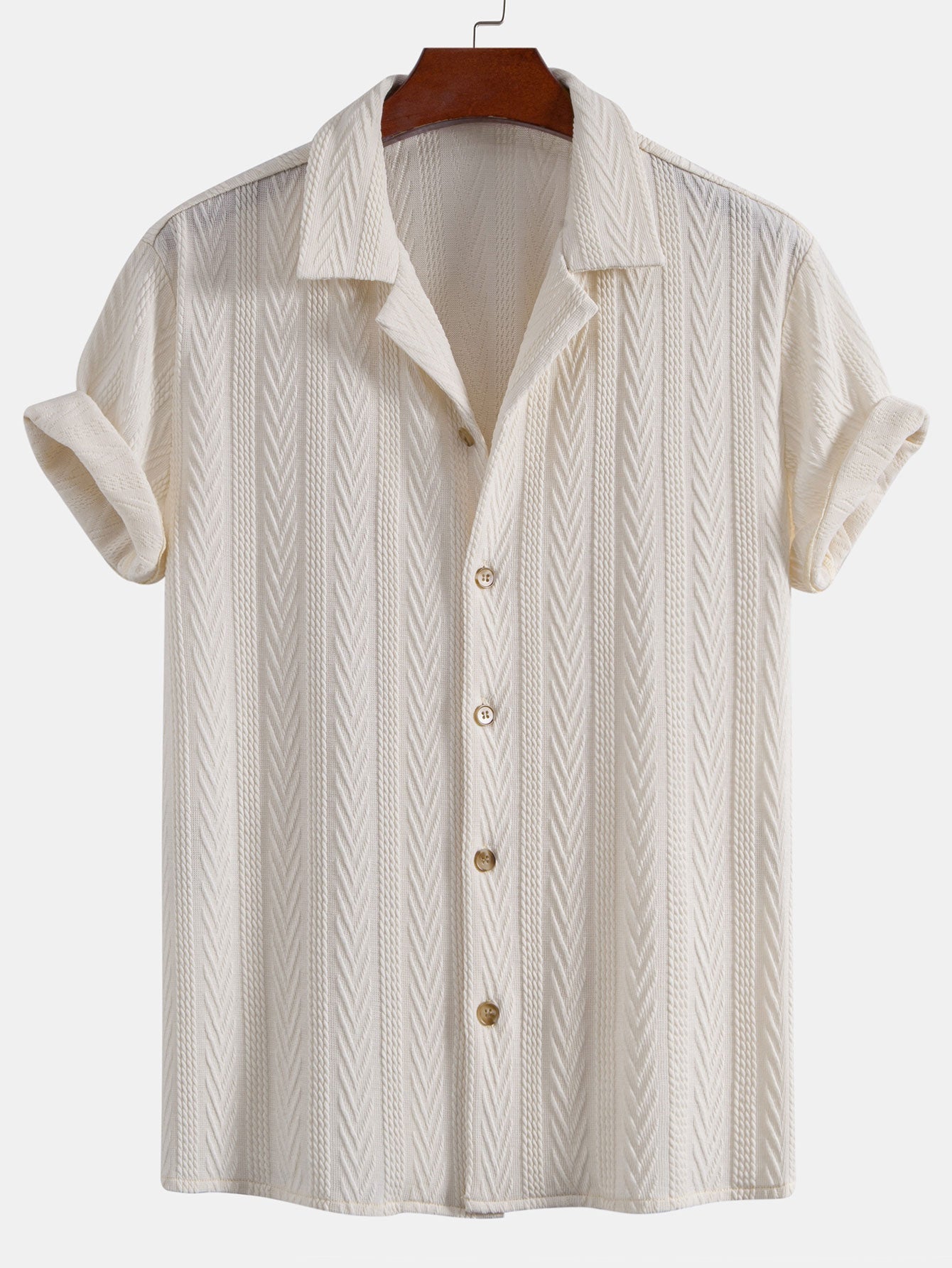 Texture Jacquard Cuban Shirt & Crinkled Textured Drawstring Shorts — North Row | Texture Detail