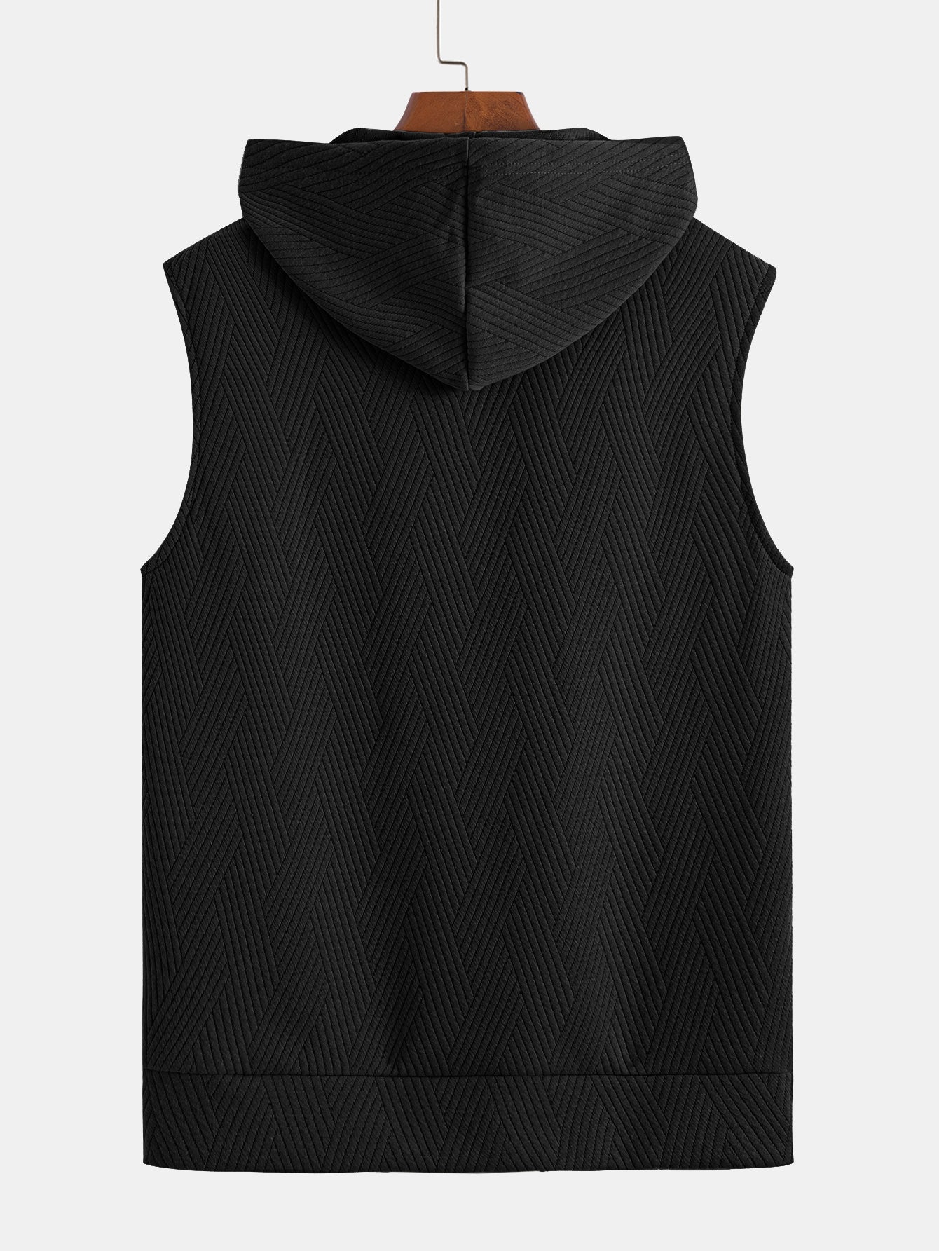 Striped Jacquard Sleeveless Hooded T-Shirt & Shorts — North Row | Collar Detail