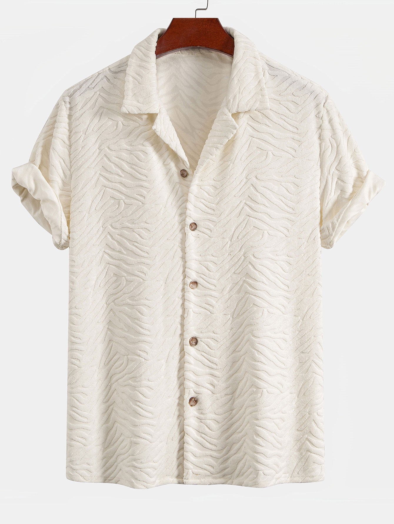 Animal Texture Terry Cuban Shirt & Shorts — North Row | Close-Up