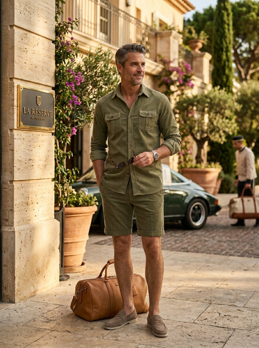 Casual Business Corduroy Shirt Army Green | North Row